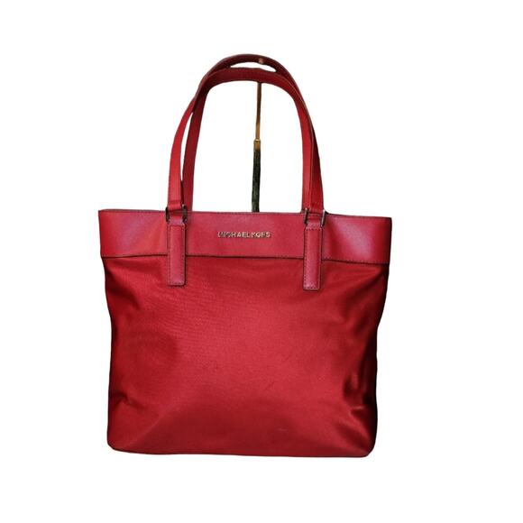 Michael Kors Handbags - Michael Kors Small Top Nylon & Saffiano Leather Zip Tote, color Crimson Red.